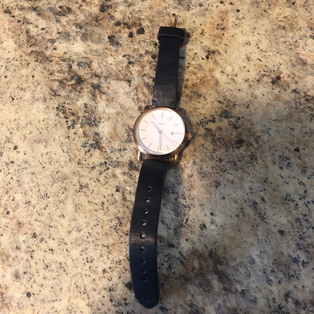 Rose Gold/Navy Fossil Watch